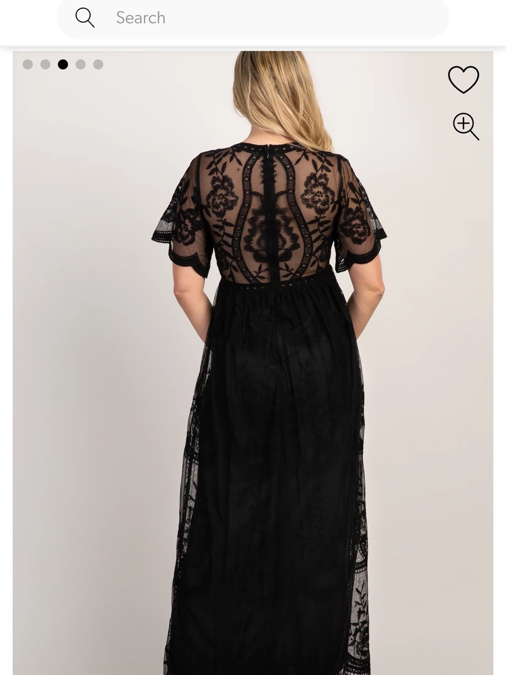 Pinkblush Black Lace Maxi Dress with V-Neck and Flutter Sleeves - Picture 3 of 8